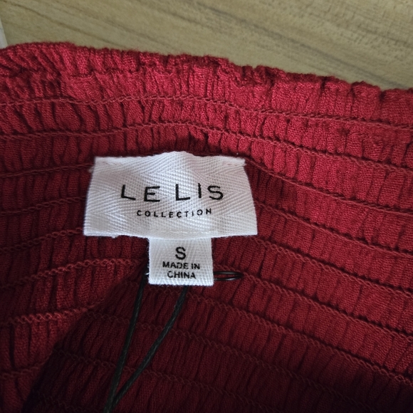 LE LIS RED SMOCKED STRAP RUFFLE MINI DRESS - Picture 6 of 8